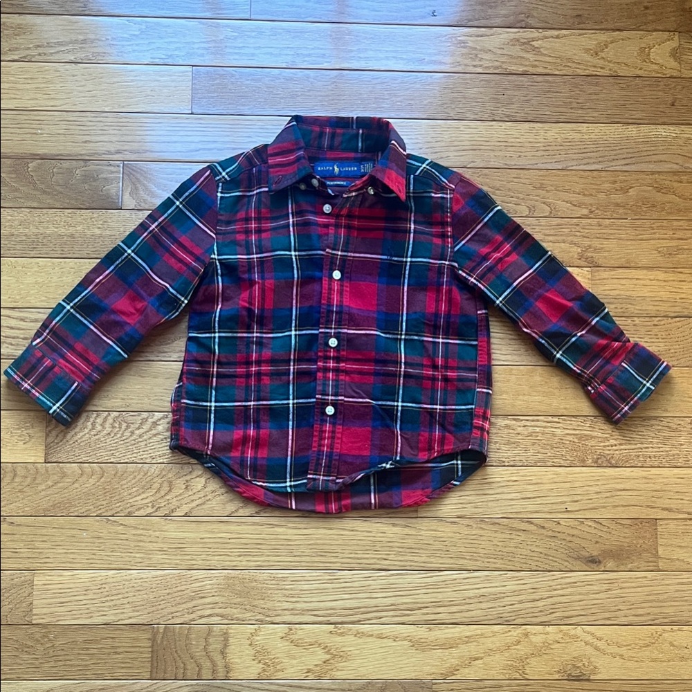 Ralph Lauren Red and Blue Plaid Button-Down Shirt
